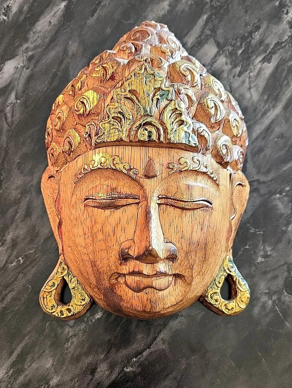Buddha Wall Mask in Brown & Gold